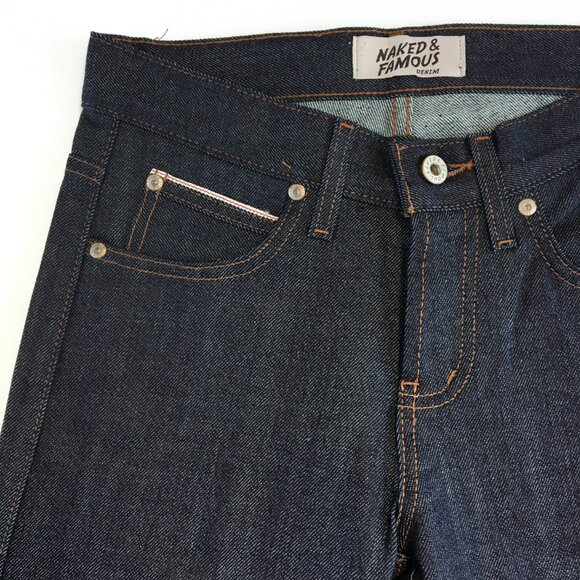 Naked & Famous Supper Skinny Guy Button Fly Selvedge Jeans 28 - Picture 3 of 12
